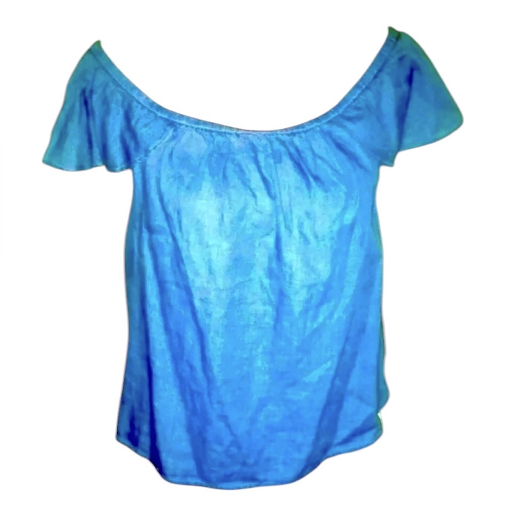 Madewell Blue Off-Shoulder Women's Blouse Top Shirt sz M